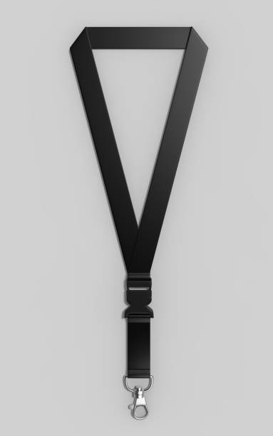 Blank Lanyard with metal snap hook and detachable plastic buckle for print design presentation. 3d render illustration. Blank Lanyard with metal snap hook and detachable plastic buckle for print design presentation. detachable stock pictures, royalty-free photos & images