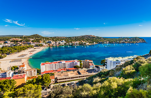 Beautiful view of beach and bay in Santa Ponca on Mallorca island, Spain