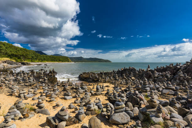 istock Stacked balancing rocks on the beach between Cairns and Port Douglas, Australia 951096890