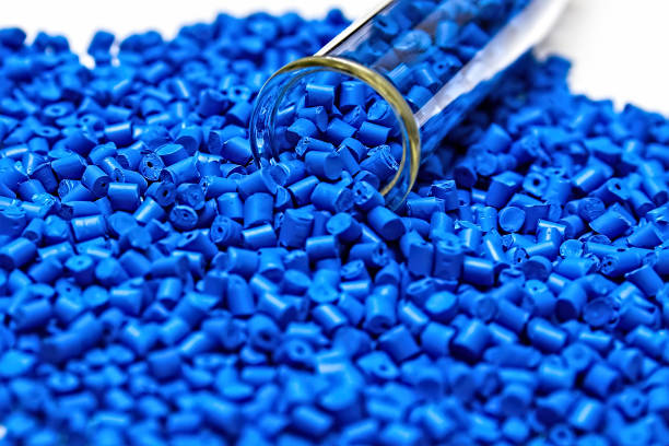 Polymeric dye. Plastic pellets. Pigment in the granules. stock photo
