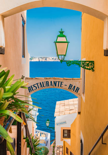 Romantic view of mediterranean restaurant at sea coast