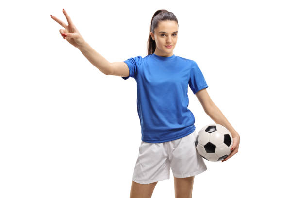 istock Female soccer player making a victory gesture 951101742