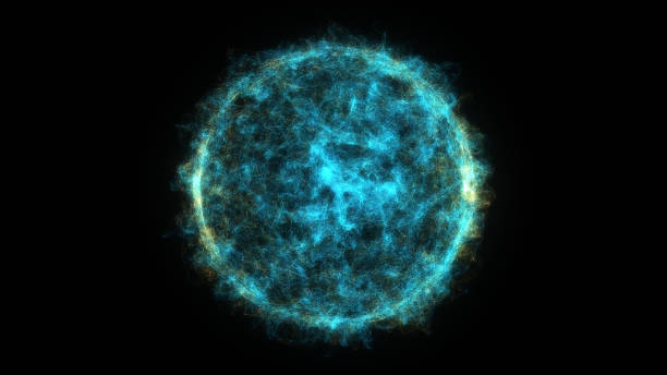 istock Abstract isolated colorful sphere with glowing particles on black background 951104480