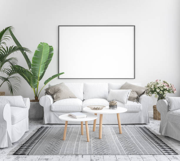 istock Mock up poster frame interior background, scandinavian style 951105876
