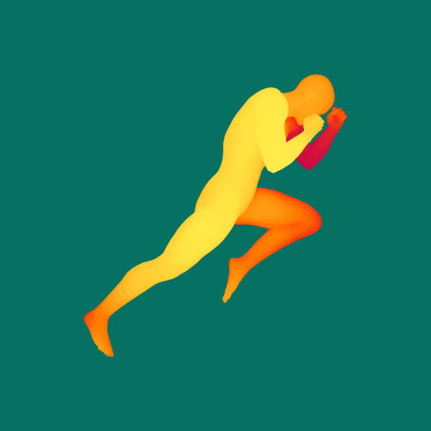istock Kickbox Fighter Preparing to Execute a High Kick. Fitness, Sport, Training and Martial Arts Concept. 3D Model of Man. Human Body. Design Element. Vector Illustration. 951106482