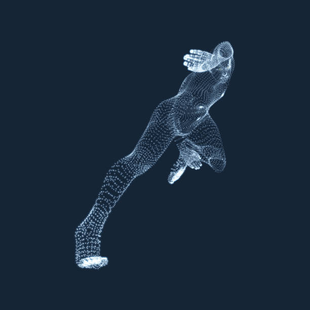istock Running Man. Vector Graphics Composed of Particles. 3D Model of Man. Human Body Model. Body Scanning. View of Human Body. 951106586