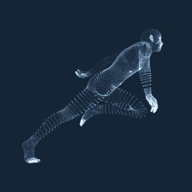istock Running Man. Vector Graphics Composed of Particles. 3D Model of Man. Human Body Model. Body Scanning. View of Human Body. 951106690