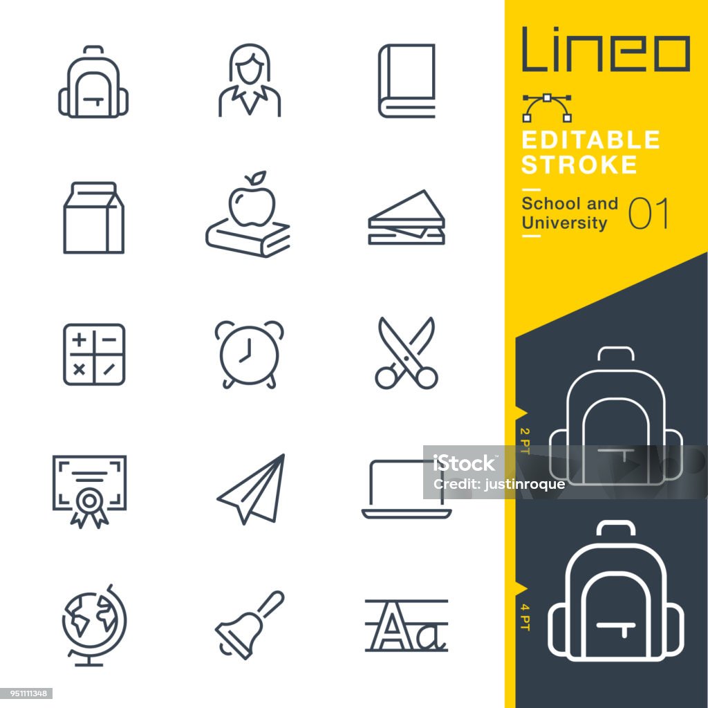 Lineo Editable Stroke - School and University line icons Vector Icons - Adjust stroke weight - Expand to any size - Change to any colour Icon Symbol stock vector