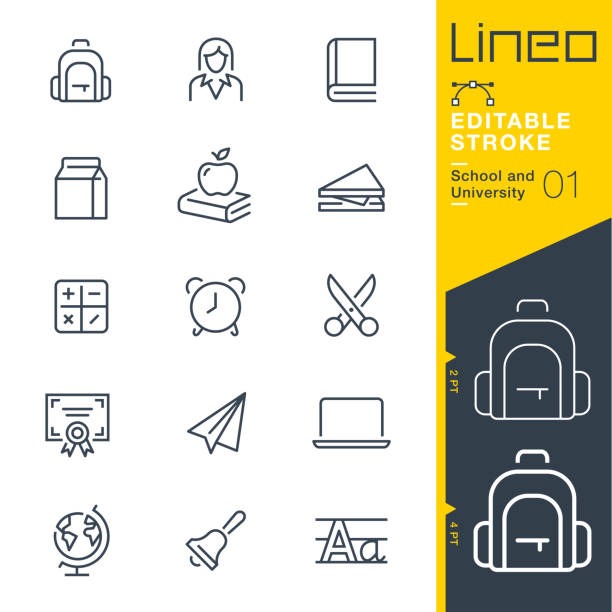 Lineo Editable Stroke - School and University line icons Vector Icons - Adjust stroke weight - Expand to any size - Change to any colour lunch icons stock illustrations