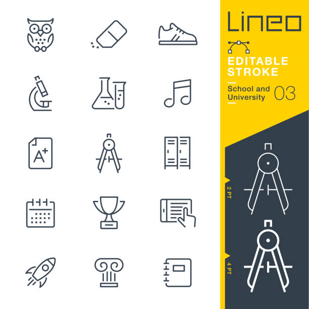 Lineo Editable Stroke - School and University line icons Vector Icons - Adjust stroke weight - Expand to any size - Change to any colour high school sports stock illustrations