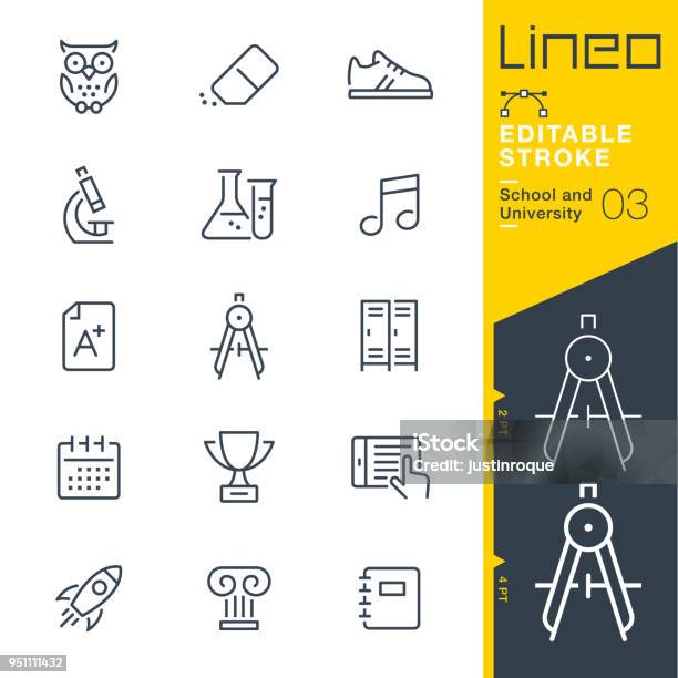 Lineo Editable Stroke School And University Line Icons Stock Illustration - Download Image Now