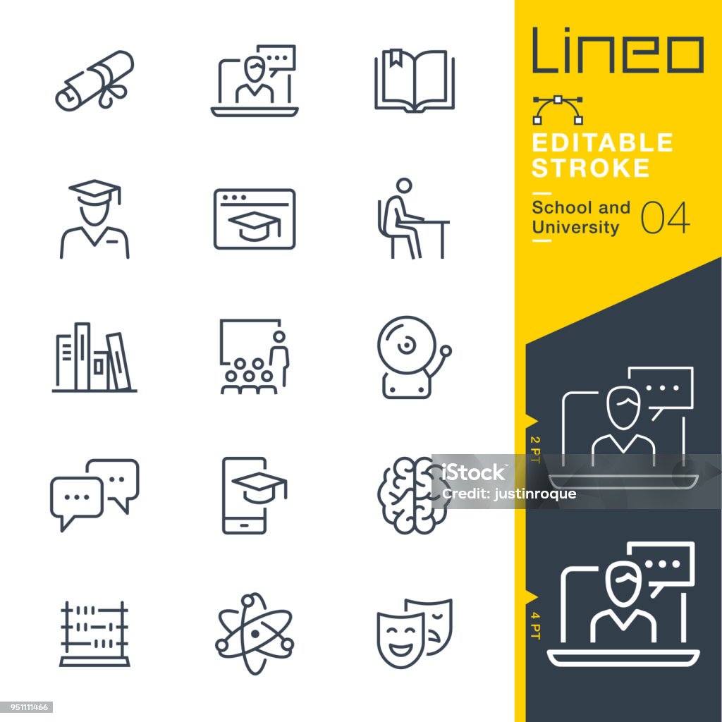 Lineo Editable Stroke - School and University line icons Vector Icons - Adjust stroke weight - Expand to any size - Change to any colour Icon Symbol stock vector