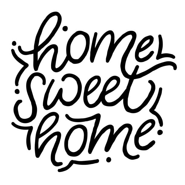 domácí sladký domov. ručně kreslené vektorové písmo. - home sweet home stock ilustrace
