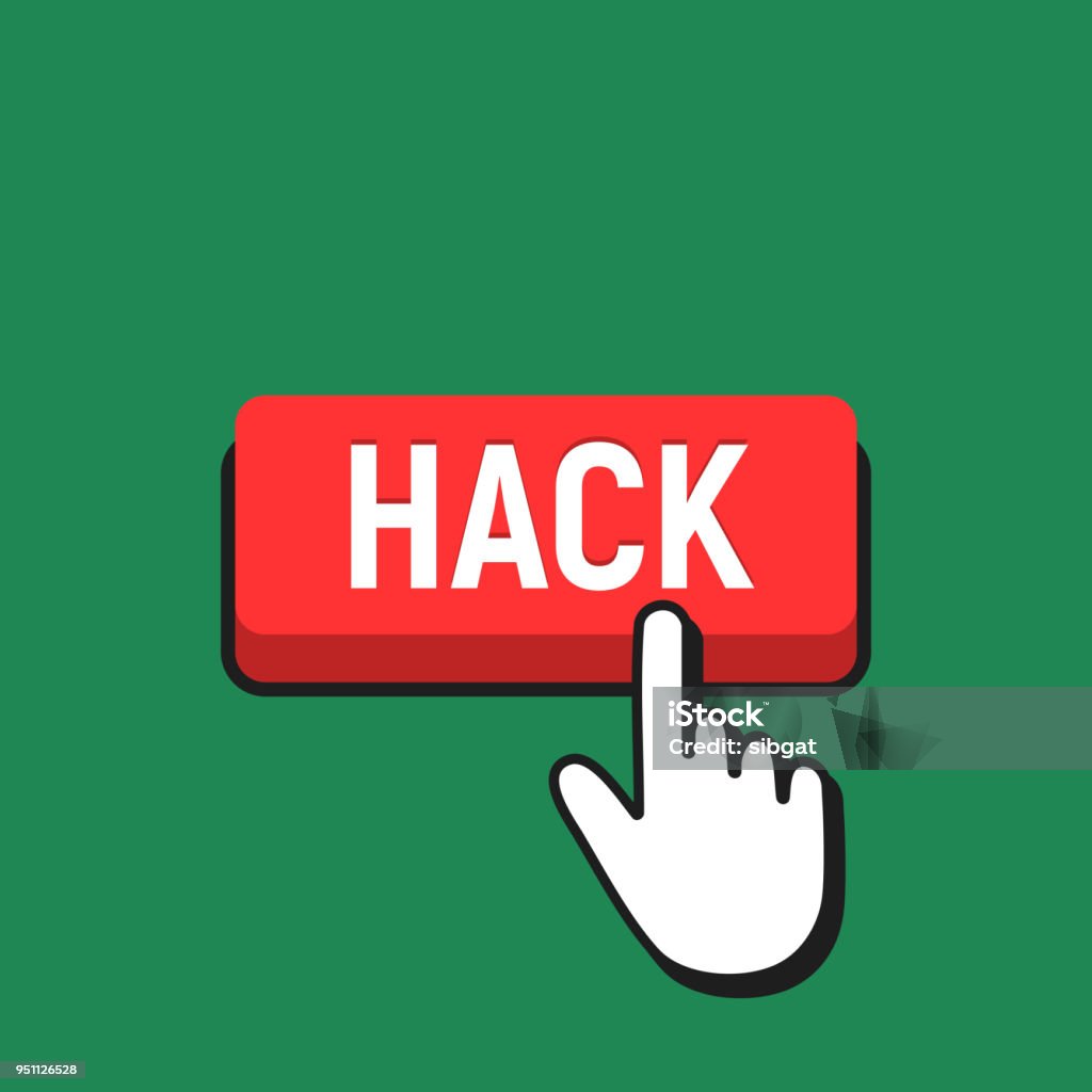 Hand Mouse Cursor Clicks The Hack Button Stock Illustration - Download ...