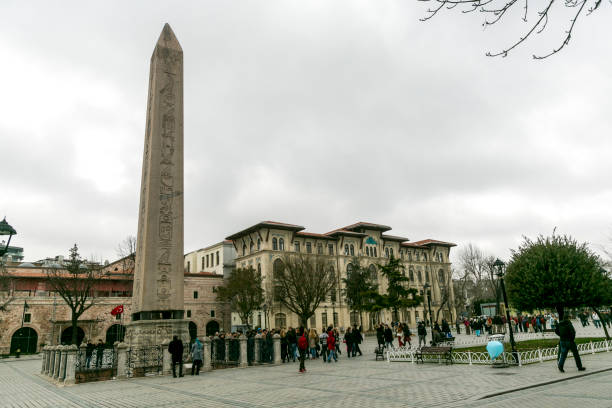 Historical obelisk at sultanahmet plaza at topkapi fatih istanbul turkey