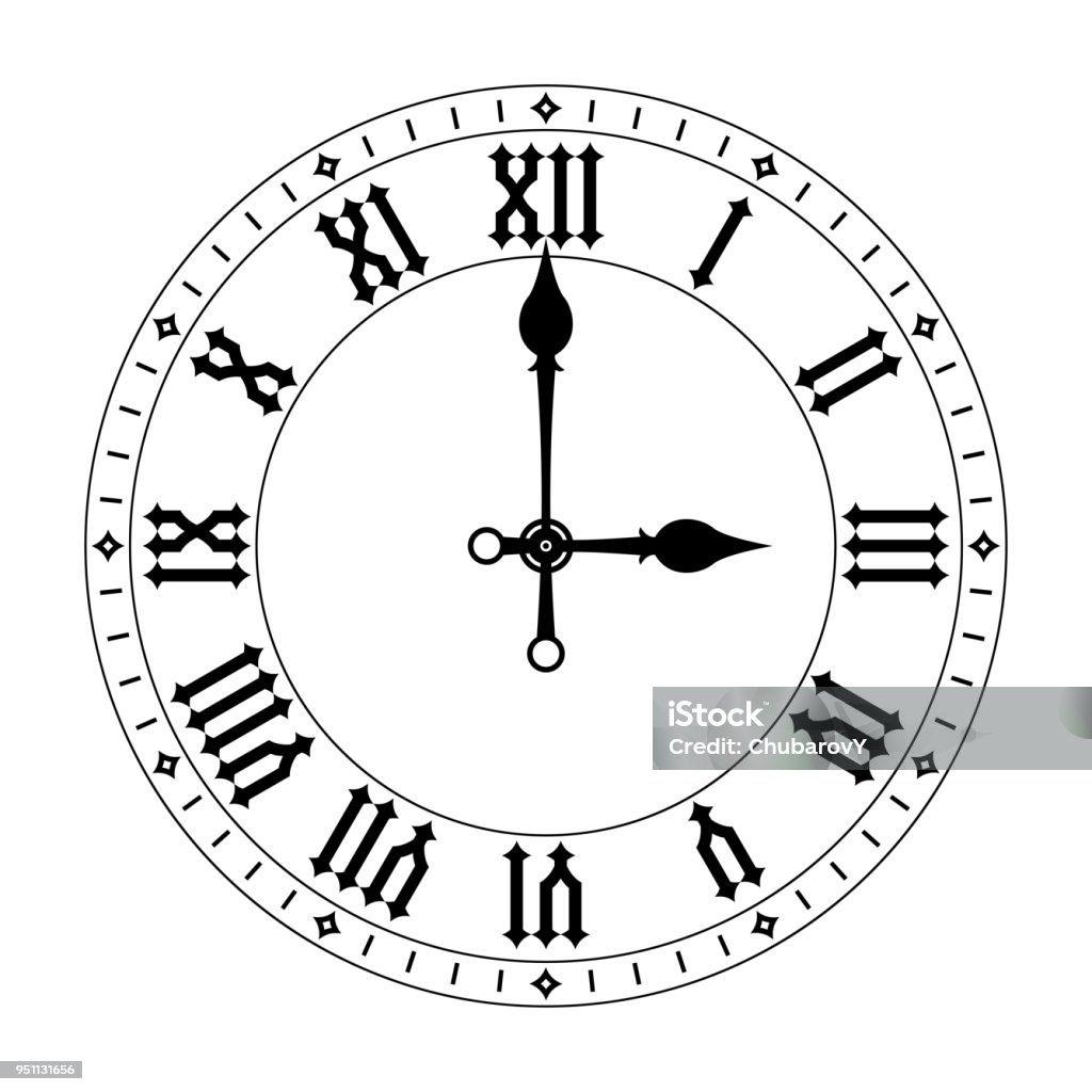 시계입니다 로마 숫자 블랙 시계 얼굴 로마 양식에 대한 스톡 벡터 아트 및 기타 이미지 - 로마 양식, 벽 시계, 공란 - Istock