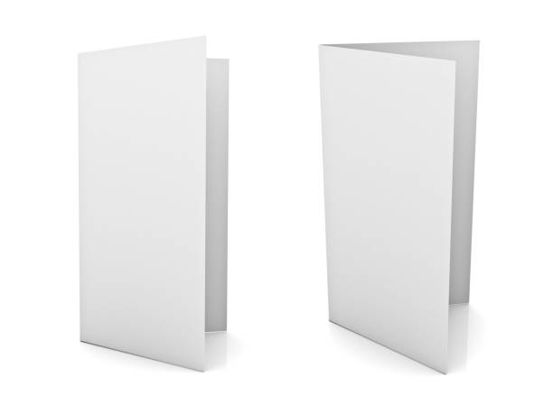 Blank brochure or flyer isolated on white background with reflection