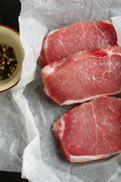 istock Raw steaks meat, food closeup 951143990