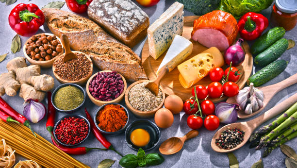 istock Composition with assorted organic food products on the table 951147860