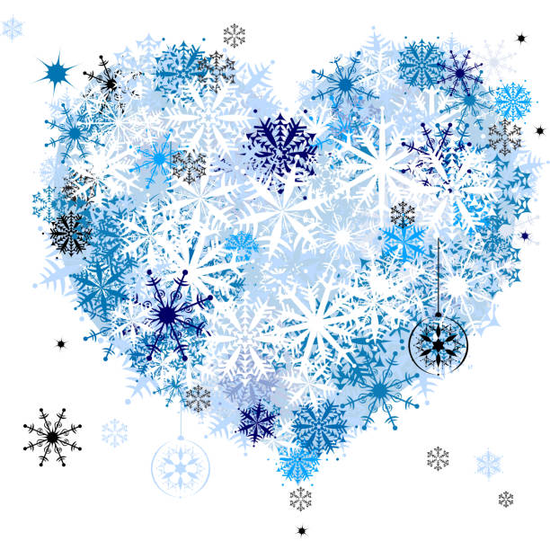 istock I like winter! Heart shape of snowflakes 95114847