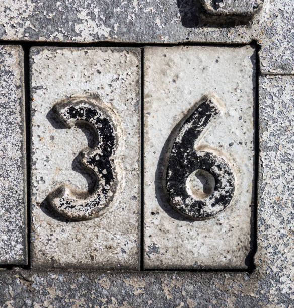istock Thirty Six 36 Written Wording in Distressed State Typography Found Number 951167602