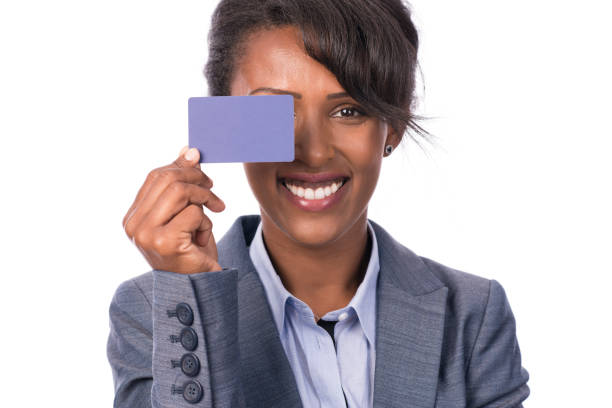 istock Businesswoman showing empty card. 951168268