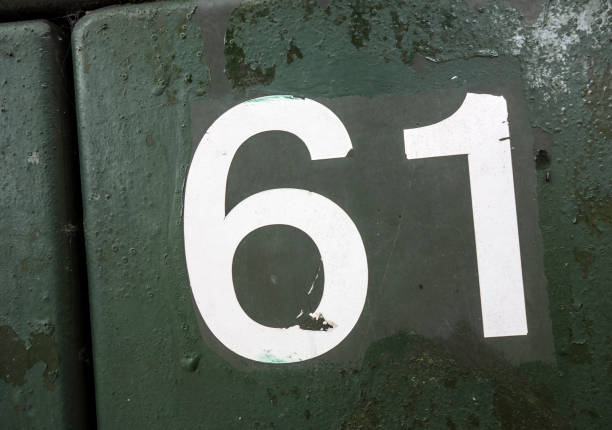 istock 61 Sixty One Written Wording in Distressed State Typography Found Number 951169192