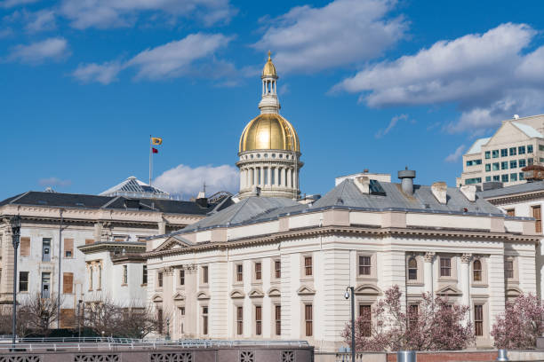 edifício do capitólio de nova jersey em trenton - new jersey trenton new jersey state capitol building government - fotografias e filmes do acervo