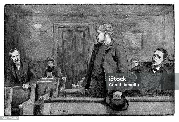 Men Talking In Courtroom Stock Illustration - Download Image Now - 19th Century, 19th Century Style, Adult