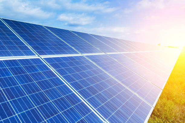 istock Solar panels, photovoltaic, alternative source environmentally friendly energy. In the backlight sunbeam light. 951193104
