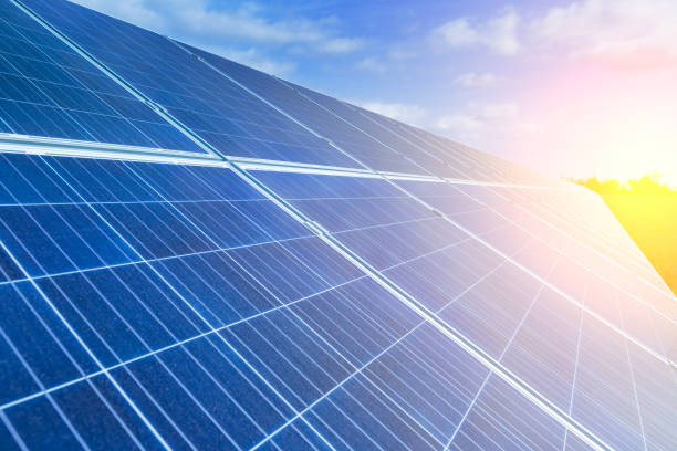 istock Solar panels, photovoltaic, alternative source environmentally friendly energy. In the backlight sunbeam light. 951193128