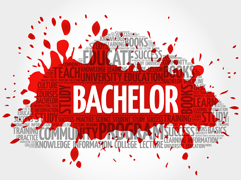 Bachelor word cloud, education concept