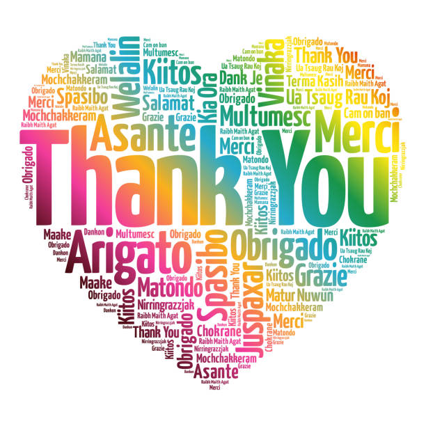 thank you love heart word cloud - thank you angielski zwrot stock illustrations