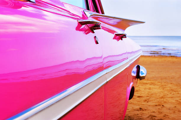 istock Classic pink Cadillac at beach 95119924