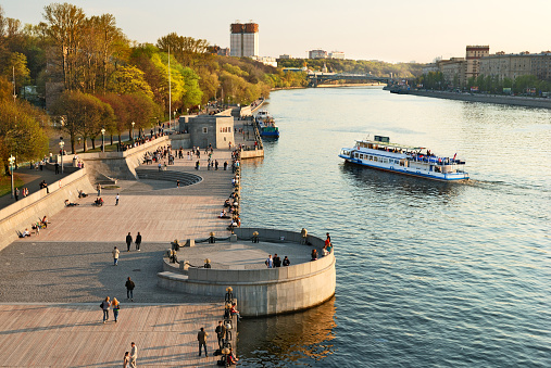 Moscow river embankment in Gorky park