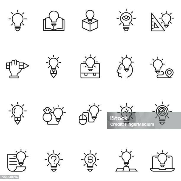 Creative Icon Set Stock Illustration - Download Image Now - Light Bulb, Ideas, Inspiration