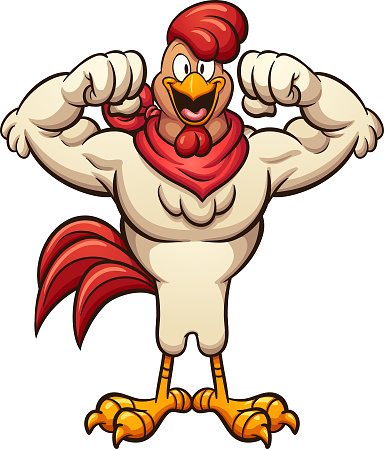 Strong cartoon rooster