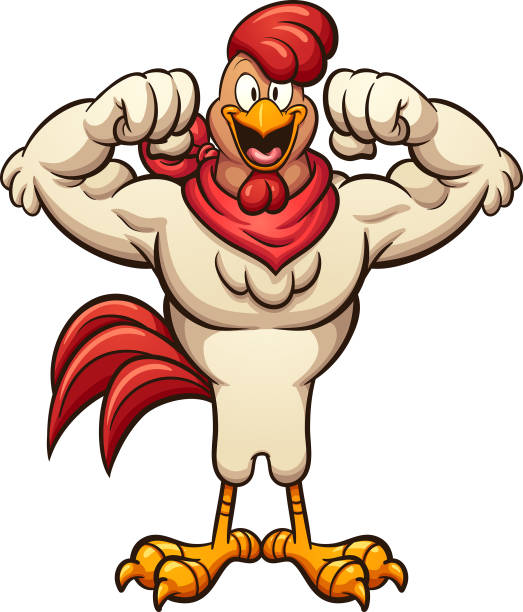 Strong Cartoon Rooster Stock Illustration - Download Image Now - Chicken -  Bird, Muscular Build, Flexing Muscles - iStock