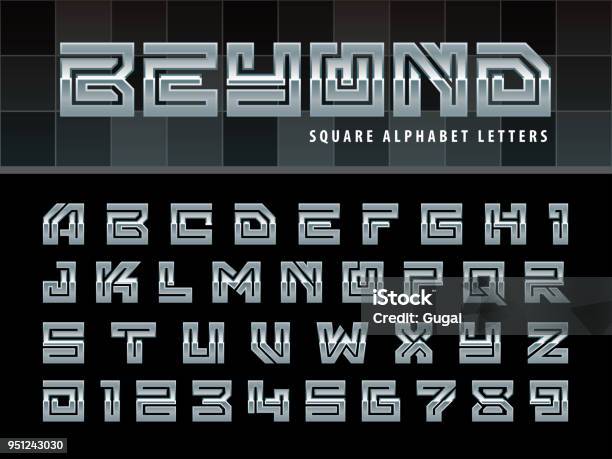 23 Square Letters Vector Of Square Alphabet Letters And Numbers One Linear Stylized ...