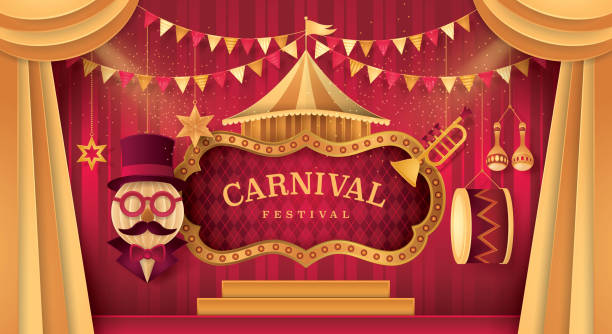 istock Premium Curtains stage with Circus Frame Bordor, Day Scene Carnival festival 951243086