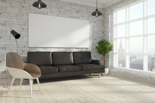 istock Brick living room with empty banner 951245564