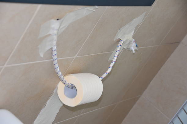 istock Toilet paper holder improvisation 951267004