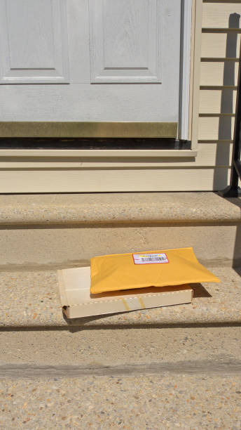 Open Outdoor Package Delivery. stock photo