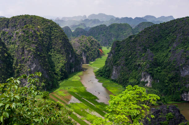 Mua Cave Viewpoint View of River Near Tam Coc Vietnam stock photo