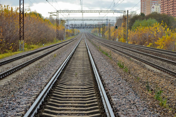 istock Railway junction, railway tracks, high-speed railway. Autumn 951296334
