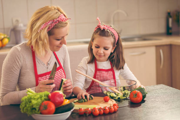 istock Mother and daughter making salad 951298106