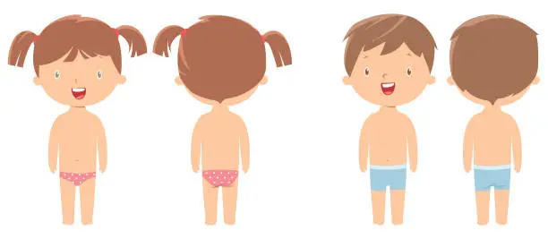 Vector illustration of Kids showing parts of the body