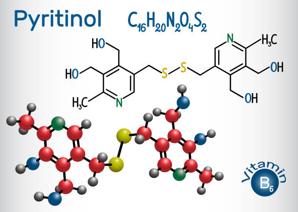 Pyritinol molecule, is a vitamin B6. Structural chemical formula and molecule model Pyritinol molecule, is a vitamin B6. Structural chemical formula and molecule model. Vector illustration nootropic stock illustrations