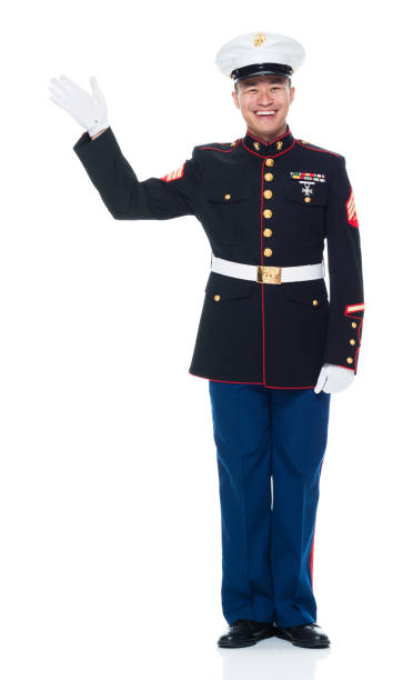 istock US Marine in uniform waving 951325686