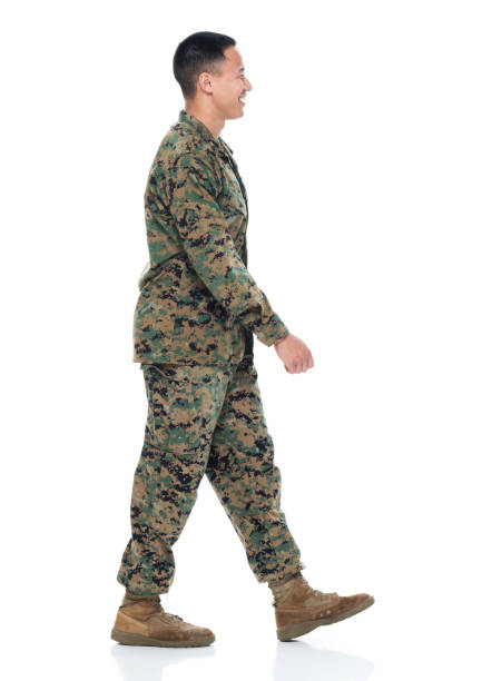 250+ Side View Of An Army Soldier Walking Stock Photos, Pictures
